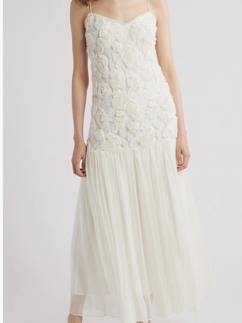 Lucy Paris Ivory Floral Appliqué Maxi Dress